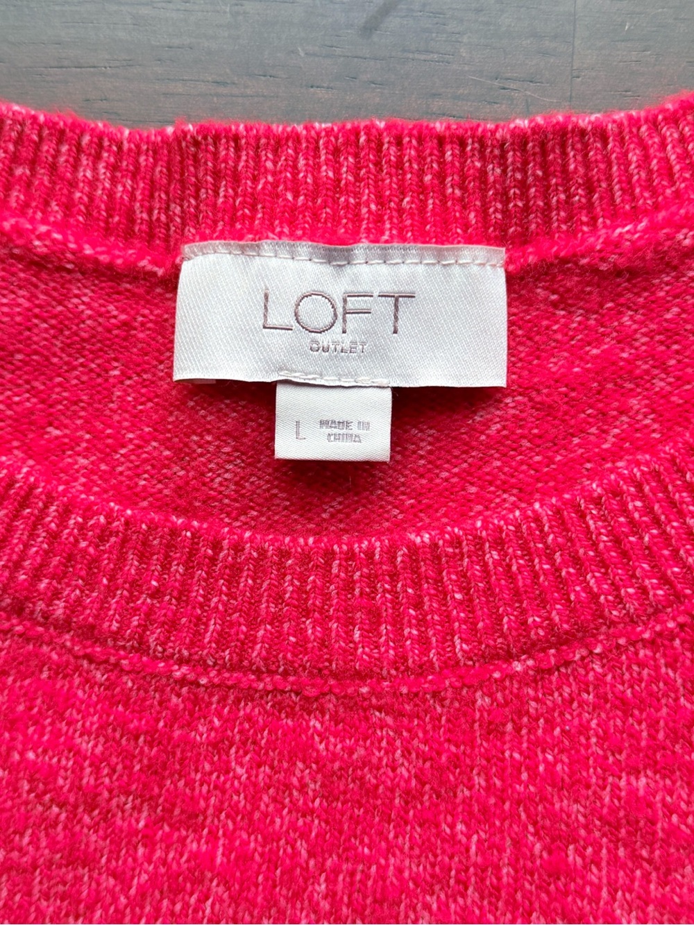 LOFT Outlet Red Embellished Shoulder Sweater Rhinestone Floral Crewneck Large - Picture 4 of 10